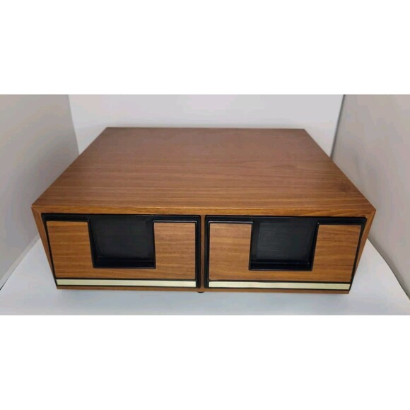 Vtg 80s 2 Drawer VHS Cassette Tape Holder Cabinet Storage Case 24 Movie Prop - Picture 1 of 9
